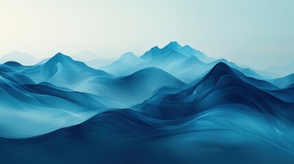 Poster - Dynamic ink flow waves and mountains minimalist abstract art tranquil environment serene viewpoint