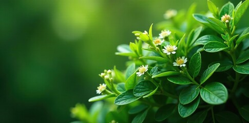 Wall Mural - Woody shrub with fragrant foliage and small white flowers, foliage, nature, ledum