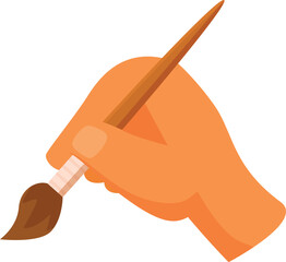 Poster - Hand using paintbrush creating artwork, painting picture, simple icon