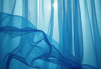Aufkleber - Blue Fabric with Sun Shining Through