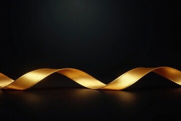 Wall Mural - Golden ribbon stretched across dark background with subtle shine effect, ambiance, elegant