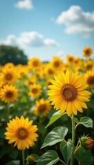 Wall Mural - sunflower field with yellow and orange roses blooming, orange, garden