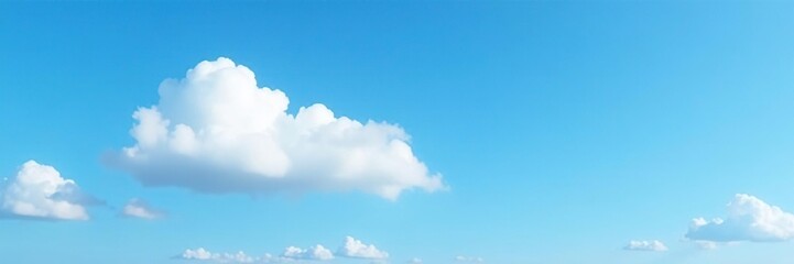 Wall Mural - A few white clouds drift lazily across the clear blue sky, serene, cloud, light