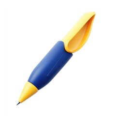 Wall Mural - 3D icon of a pen tool, simple design, in blue and yellow colors on a white background