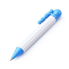 Wall Mural - 3D icon of a vector pen tool with blue beads on the top, white background