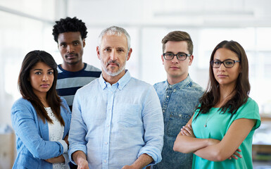 Aufkleber - Office, startup and portrait of business people with crossed arms for about us, collaboration and partnership. Professional workers, diversity and men and women for career, company pride and teamwork
