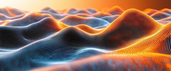 Poster - Abstract landscape with glowing hills and valleys.