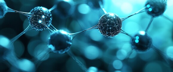 Poster - Abstract microscopic network of interconnected spheres.