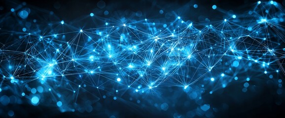 Poster - Abstract blue glowing network connection.