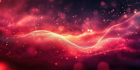 Poster - A vibrant abstract background featuring flowing red waves and sparkling particles, evoking feelings of warmth, passion, and energy.