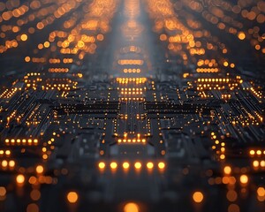 Poster - Abstract glowing circuit board.