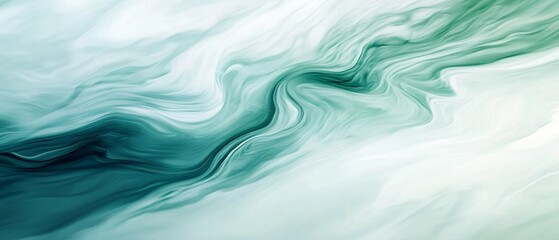 Poster - Abstract Teal and White Swirling Marble Design