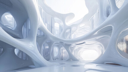 Poster - white abstract structure of futuristic design surface technology concept 3d render illustration