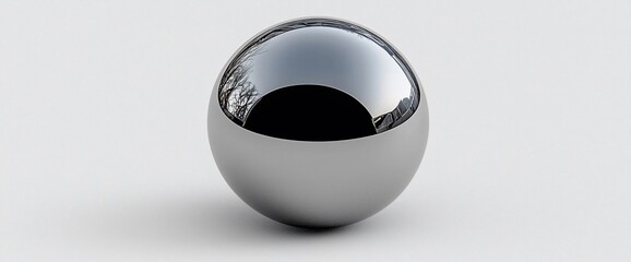 Poster - Polished metal sphere on white background.