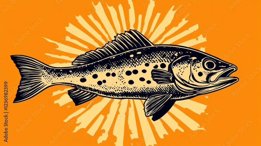Vintage Fish Illustration: A Detailed Engraving of a Spotted Fish ...