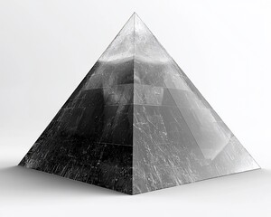 Poster - Black and white pyramid, geometric shape, 3D rendering.