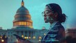 © FocusFusion - Woman analyzes data for digital transformation in government sector at Capitol