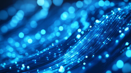 blue fibre optics with light spots 3d render illustration