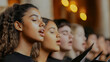© indah - Diverse choir sings in church; warm lighting, peaceful background; ideal for faith, music, or community projects