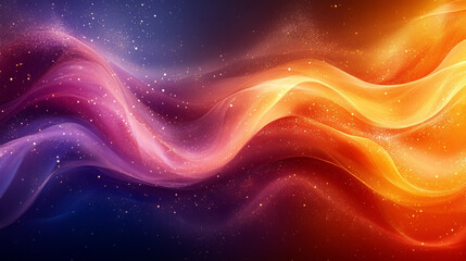 Poster - Colorful abstract waves blend in vibrant hues of purple, orange, and gold