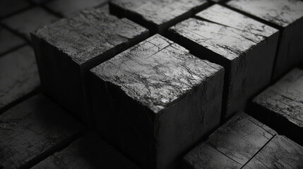 Poster - Black cube abstract texture background 3d illustration render