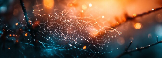 Spider web close up texture composition background