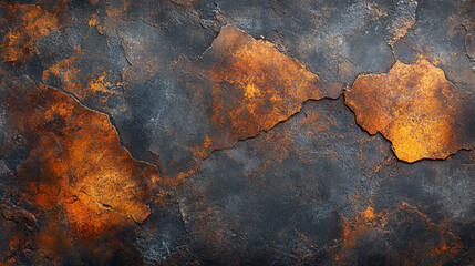 Poster - Textured surface with orange and gray tones showcasing natural erosion patterns