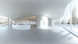 © Nari - Close up of white futuristic building on white surface 360 panorama vr environment map. 3D Illustration