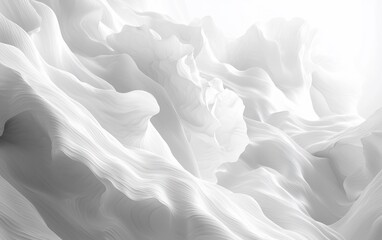 Aufkleber - Abstract grayscale image of flowing, wavy, textured formations resembling sculpted fabric or stone.