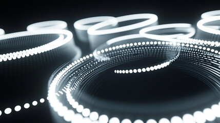 Poster - White abstract technology circles background texture 3d render illustration
