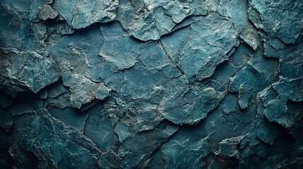 Poster - Textured blue stone surface with layered slate patterns and natural variations in color