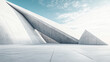 © Qaqas - Abstract architectural concrete design against the sky in daylight 3d rendering illustration. modern futuristic structure