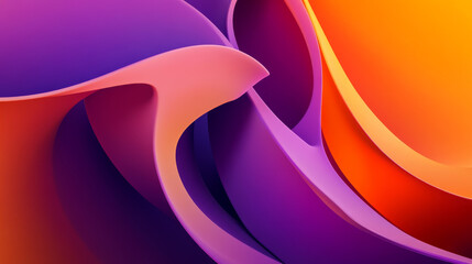 Poster - abstract background with orange and violet colourful curvy geometric shape 3d rendering illustration