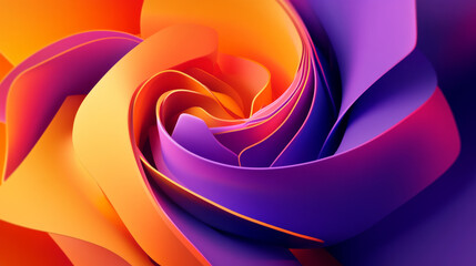 Poster - abstract background with orange and violet colourful curvy geometric shape 3d rendering illustration