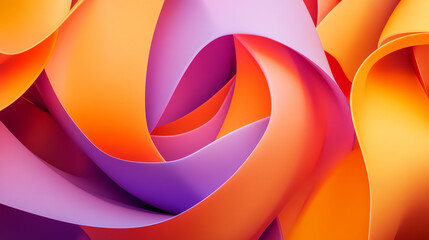 Poster - abstract background with orange and violet colourful curvy geometric shape 3d rendering illustration