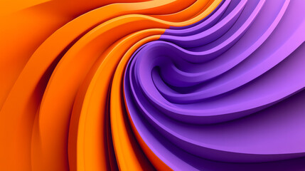 Poster - abstract background with orange and violet colourful curvy geometric shape 3d rendering illustration
