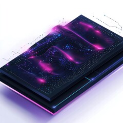 Poster - Data wave visualization on digital screen, futuristic tech background, website design