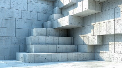 Poster - Abstract concrete structure, geometric shapes, architectural design.