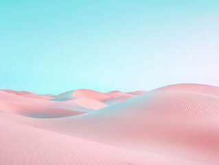 Wall Mural - Dreamlike pink sand dunes under a soft pastel blue sky