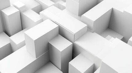 Poster - abstract white cubes minimalistic pattern 3d render illustration