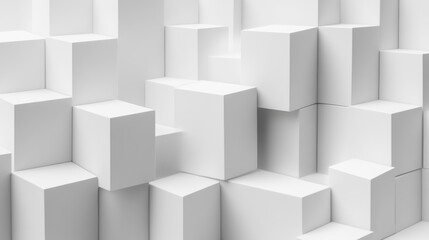 Poster - abstract white cubes minimalistic pattern 3d render illustration
