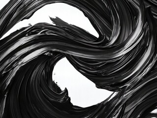 Poster - Elegant abstract chinese calligraphy brush strokes artistic black ink on white digital art minimalist design