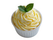 © B8stock - Buttercream frosting with mint leaf garnish