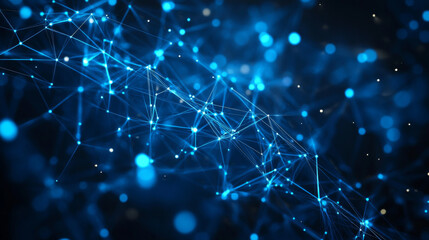 Poster - abstract technology background with blue dots and connection dots structure 3d render illustration
