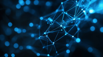 Poster - abstract technology background with blue dots and connection dots structure 3d render illustration