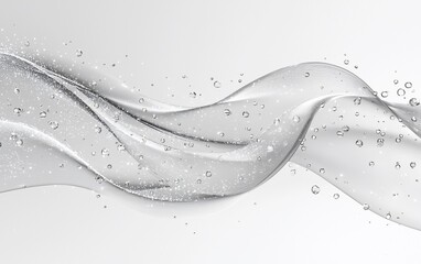 Fototapete - Abstract flowing liquid wave with water droplets.