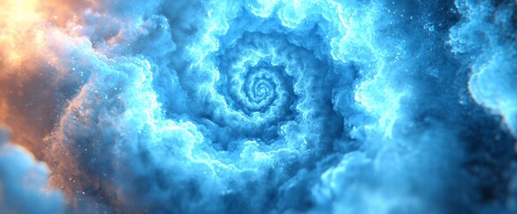 Poster - Abstract swirling blue and orange nebula clouds forming a spiral vortex.