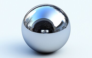 Poster - Chrome sphere reflecting sky and buildings.
