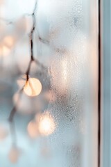 Poster - Frosted glass creates a beautiful blur with soft light reflections. Warm natural light enhances the serene ambiance, inviting a sense of calm and tranquility