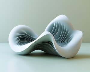 Poster - Abstract white sculpture with layered, flowing design.